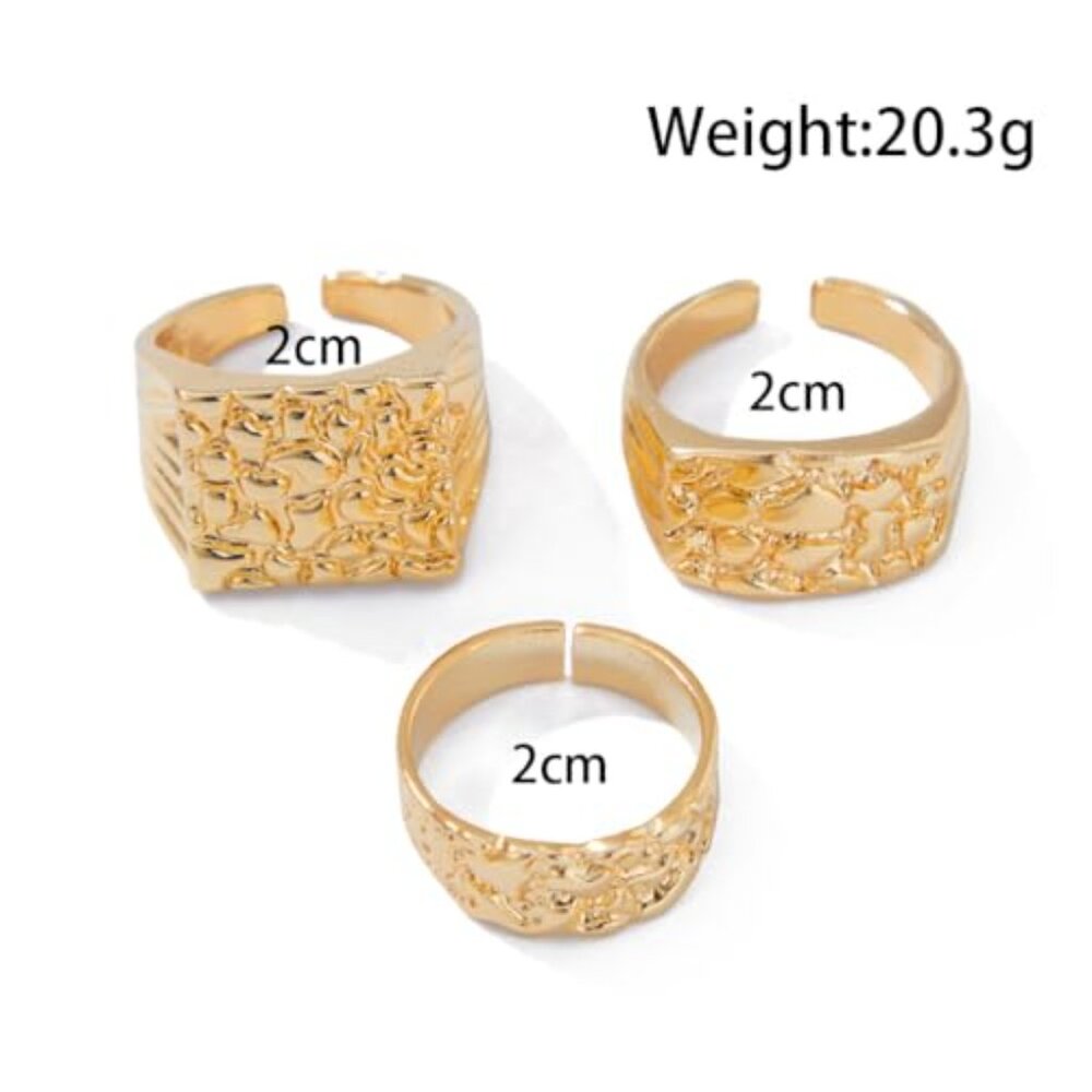 Chunky Knuckle Rings Punk Stackable Hammered Text… - image 6